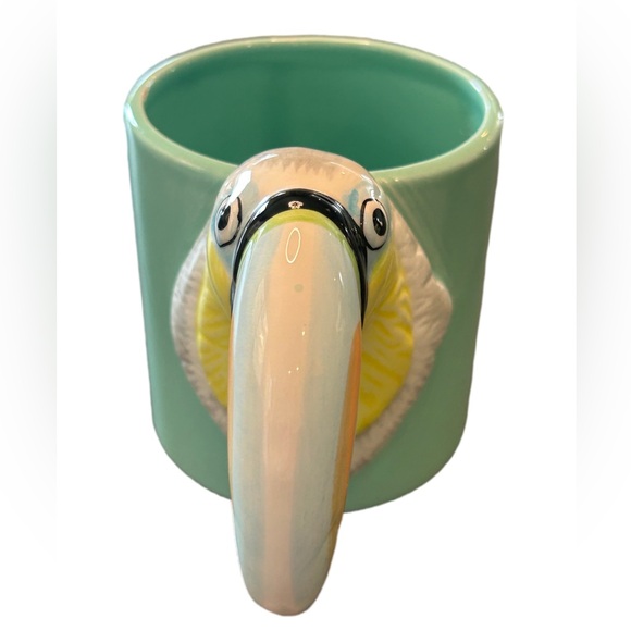 VTN 90s Aqua tropical Toucan bird mug beak  as handle retro maximalist kitschy - Picture 2 of 6